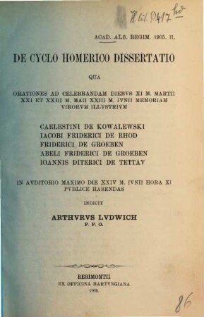 De Cyclo Homerico dissertatio