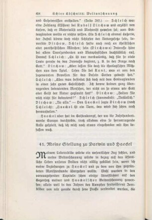 41. Meine Stellung zu Darwin und Haeckel