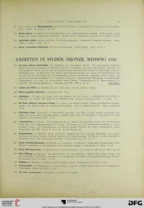 Arbeiten in Silber, Bronze, Messing usw. (Nr. 259-286)