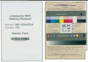 Entnazifizierung Franz Koerner , geb. 03.10.1901 (Kaufmaennischer Angestellter)