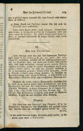 269-283, Von der Abwandlung des Mittelwortes (Participe)
