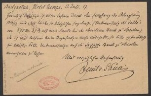 Brief an B. Schott's Söhne : 12.07.1917