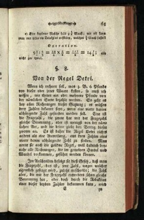 §. 8.: Von der Regel Detri