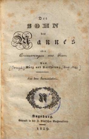 Der Sohn des Mannes oder Erinnerungen aus Wien