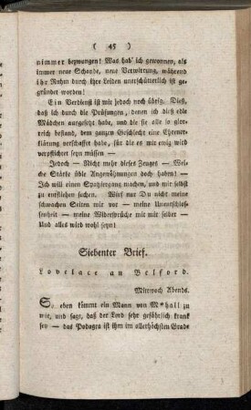 Siebenter Brief. Lovelace an Belford. - Eilfter Brief. Lovelace an Belford.