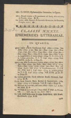 Classis XXXII. Ephemerides Litterariae