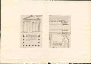 architektonische Zeichung eines antiken Tempels