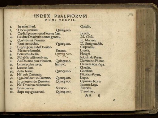 Index psalmorum. Tomi tertii
