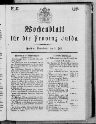 Nr. 27, Ausgabe vom 3. Juli 1858