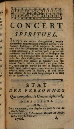 Les spectacles de Paris, ou calendrier historique & chronologique des théâtres, 15. 1766