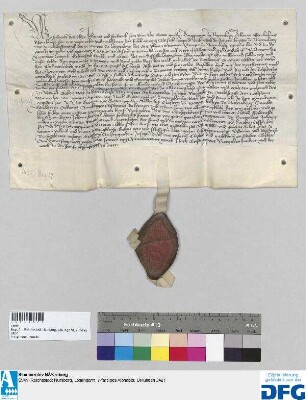 Georius, Abt des Klosters zu Sannt Gilgen in Nürnberg, stellt ein Vidimus aus von der Urkunde der Burggrafen Friedrich sen., Johann und Friedrich jun. d.d. 19. April 1391.