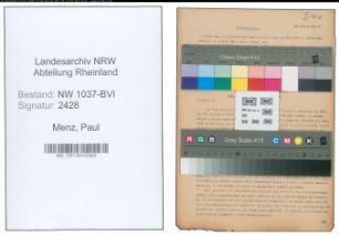 Entnazifizierung Paul Menz , geb. 28.09.1896 (Steuersekretaer)