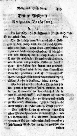Dritter Abschnitt. Religions Verfassung