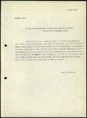 G. Karo an DAI Zentrale
