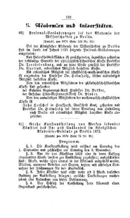 Große Kunstausstellung von Werken lebender Künstler des In- und Auslandes im Königlichen Akademie-Gebäude zu Berlin 1872 : [I. Akademien und Universitäten]