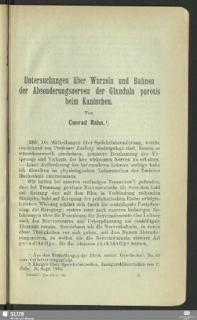 Untersuchungen über Wurzeln und Bahnen der Absonderungsnerven der Glandula parotis beim Kaninchen