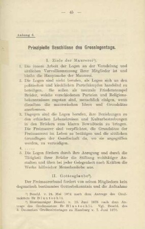 Anhang 6. Prinzipielle Beschlüsse des Grosslogentages