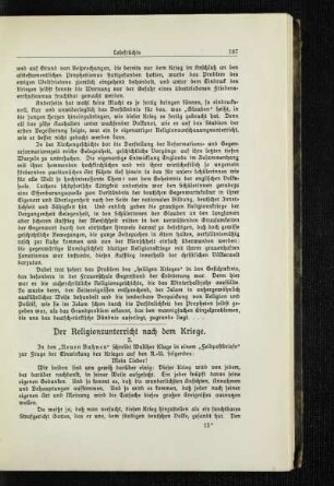 ¬Der¬ Religionsunterricht nach dem Kriege