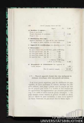 § VI. Nouvel appareil d'essai des vins indiquant la richesse alcoolique avec une grande précision
