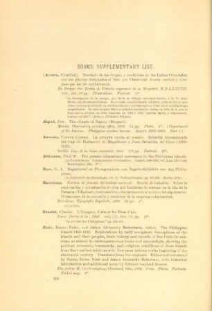 Books: Supplementary list