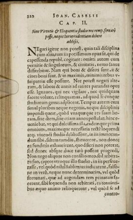 Cap. II. Sine Virtutis & Eloquentia studio nec remp. seruari posse, neque Iurisprudentiam debere addisci.