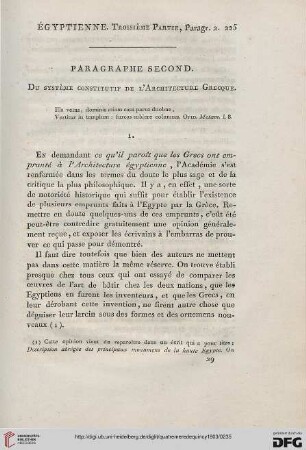 Paragraphe second: Du systeme constitutif de l'Architecture de Grecque