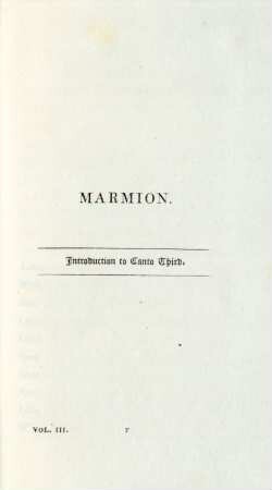 Marmion. Introduction to Canto Third