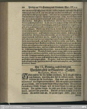 Am VII. [i.e. VIII.] Sonntag nach Trinitatis. Vorsichtigkeit in Glaubens-Sachen. Evangelium, Matth. VII, 15-23