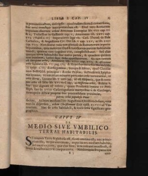 Caput IV. De Medio Sive Umbilico Terrae Habitabilis