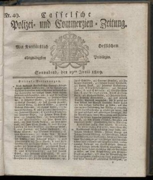 Nr. 49, Sonnabend, den 19ten Junii 1819