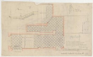 Thiersch, Friedrich von; München, Romanstr. 13; Villa von Hösslin - Fußboden u. Treppe am Eingang (Ansicht, Schnitt, Details)