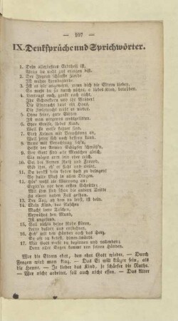 IX. Denksprüche und Sprichwörter