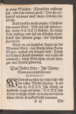 Dat Ander Ledt/ Jm Thone/ || Wenn myn stuendelin vor=||handen ys/ [et]c. ||