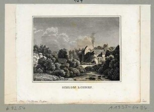 Schloss Lohmen über der Wesenitz in der Sächsischen Schweiz von Westen, aus Schiffners Beschreibung von Sachsen um 1840