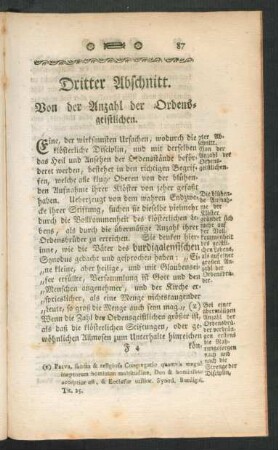 Dritter Abschnitt. Von der Anzahl der Ordensgeistlichen.