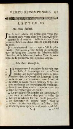 Lettre XX. Ma chère Miladi, ...