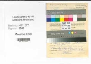 Entnazifizierung Erich Manasse , geb. 30.08.1890 (Polizist)