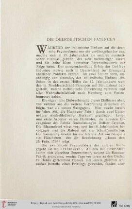 Die oberdeutschen Fayencen