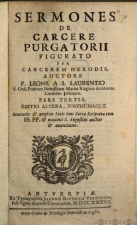 Conciones Adventuales, 3. De Garcere Purgatorii Figurato Per Carcerem Herodis