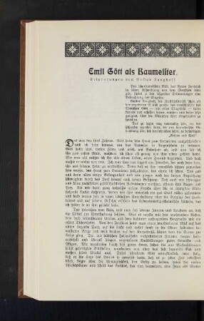 Emil Gött als Baumeister. Erinnerungen von Gustav Langhoff.