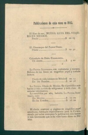 Publicaciones de esta casa en 1885.