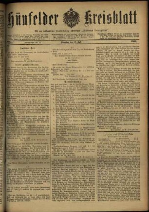 Ausgabe vom Dienstag, den 17. Juli 1917.