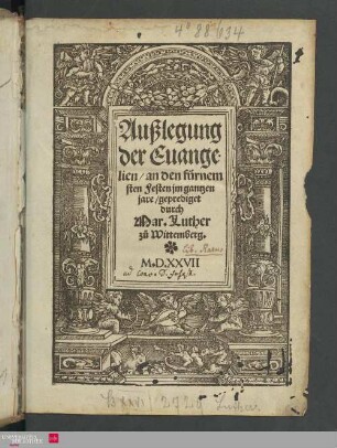Außlegung der Evangelien an den fürnemsten Festen jm gantzen Jare