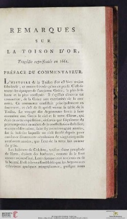 Remarques sur la Toison d'Or, Tragédie représentée en 1661