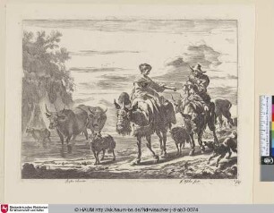 [Das Mädchen auf dem Maulesel; Couple each riding a donky]