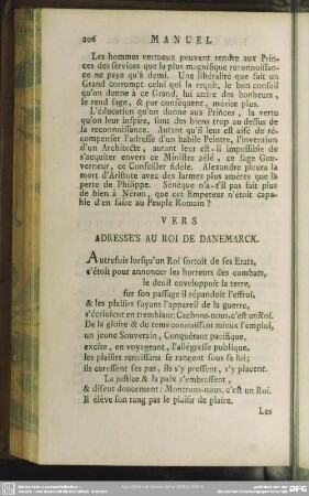 Vers Adressés Au Roi De Danemarck