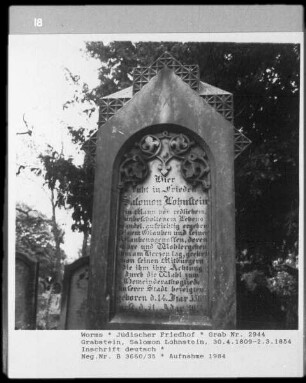 Grabstein von Salomon Lohnstein (gestorben 1854.03.02)
