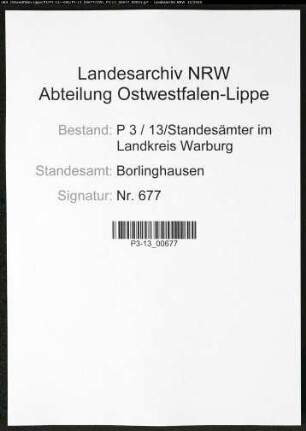 Sterberegister Standesamt Borlinghausen