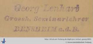 [Provenienz]: Lenhart, Georg