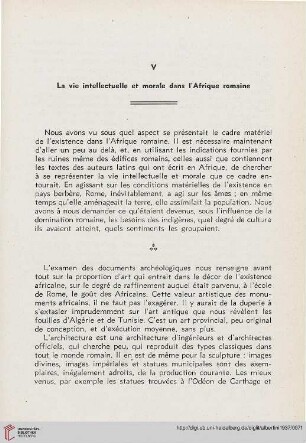 V. La vie intellectuelle et morale dans l'Afrique romaine